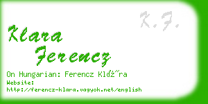 klara ferencz business card